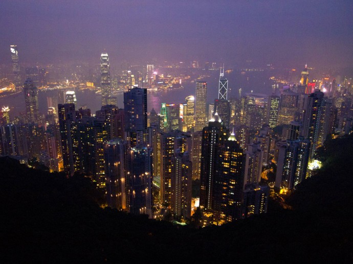 View from the Victoria Peak towards Hong Kong Island and Kownloon