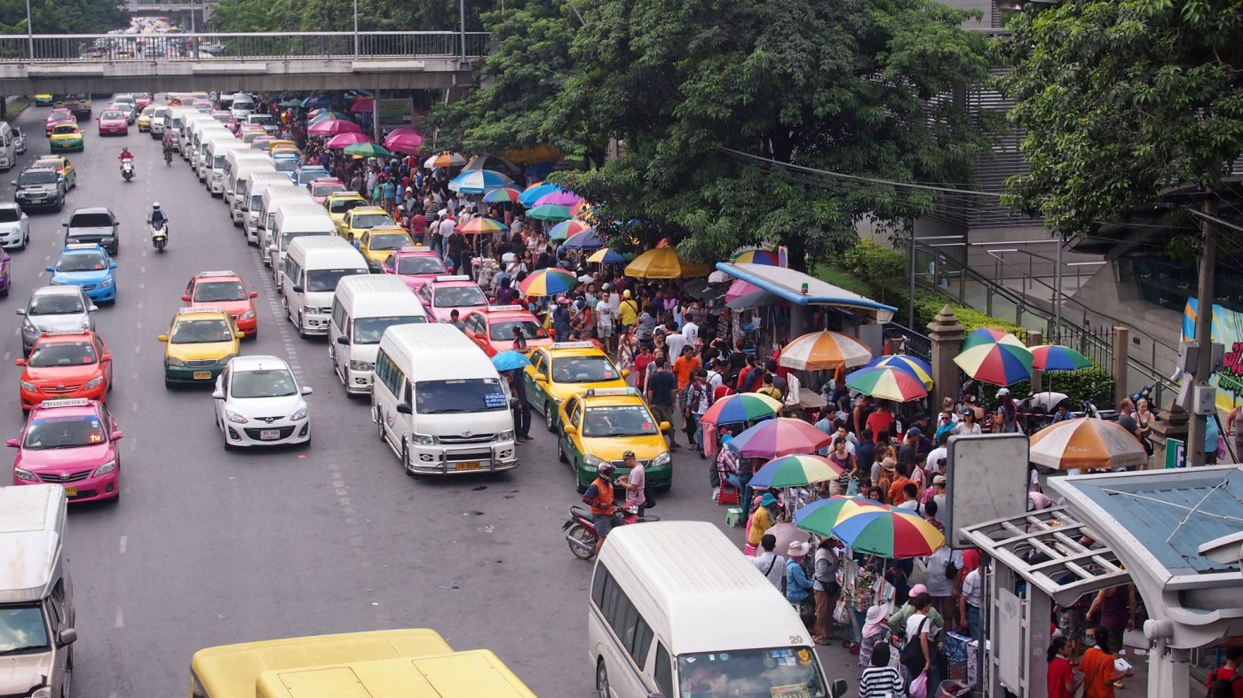 The way from the BTS station Mo Chit to the Chatuchak Market, Bangkok, Thailand