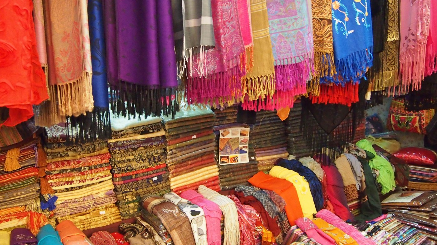 Sarongs on the way to the Chatuchak Market, Bangkok, Thailand