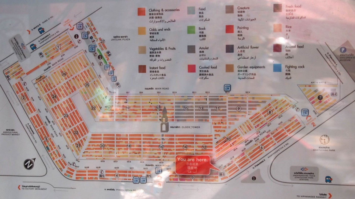 Map of the Chatuchak Market, Bangkok, Thailand