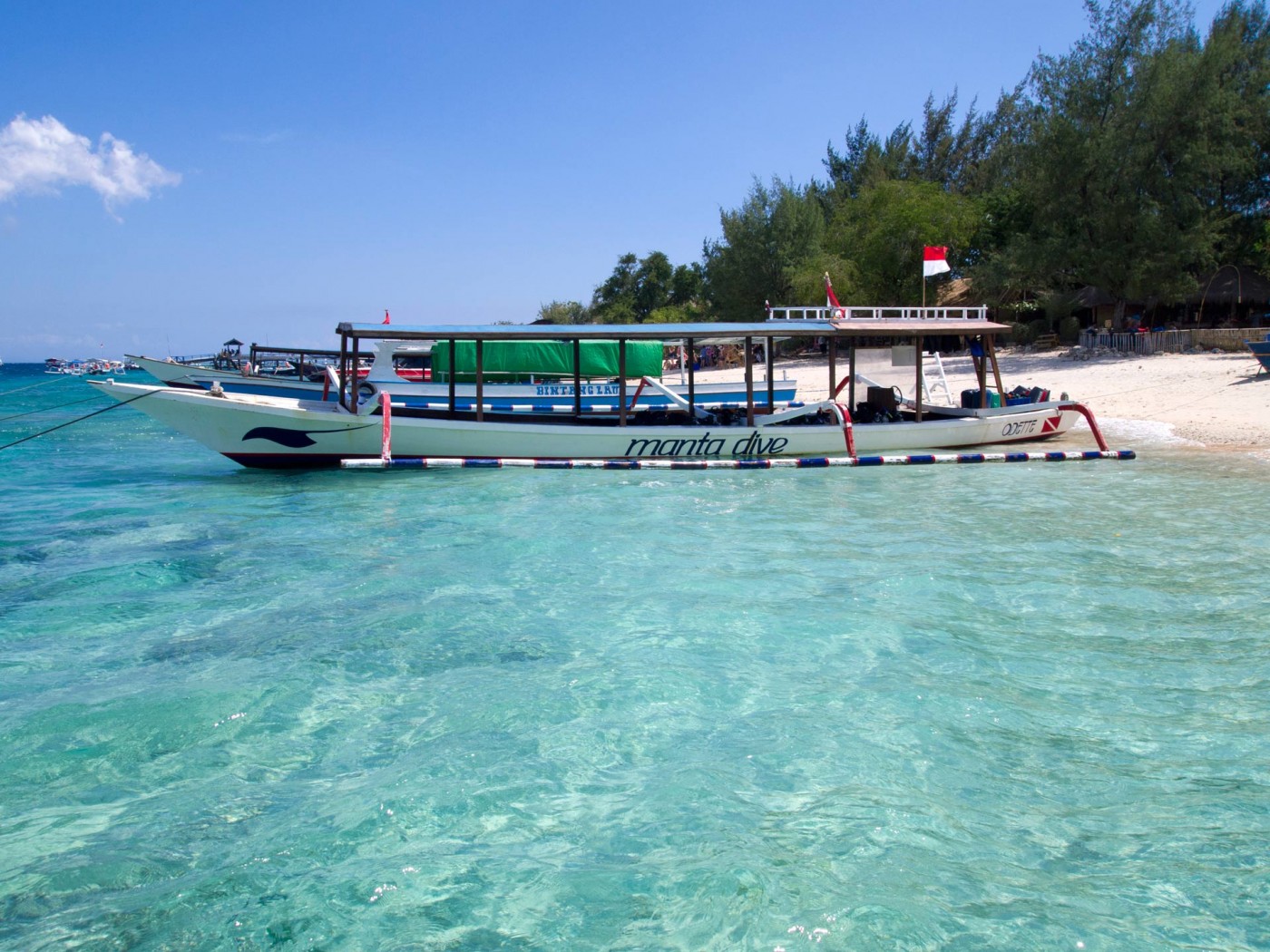 Boot am Strand von Gili Trawangan, Indonesien