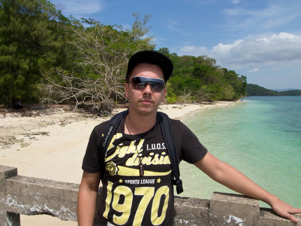 Marcel at the pier of Pulau Beras Basah, Langkawi
