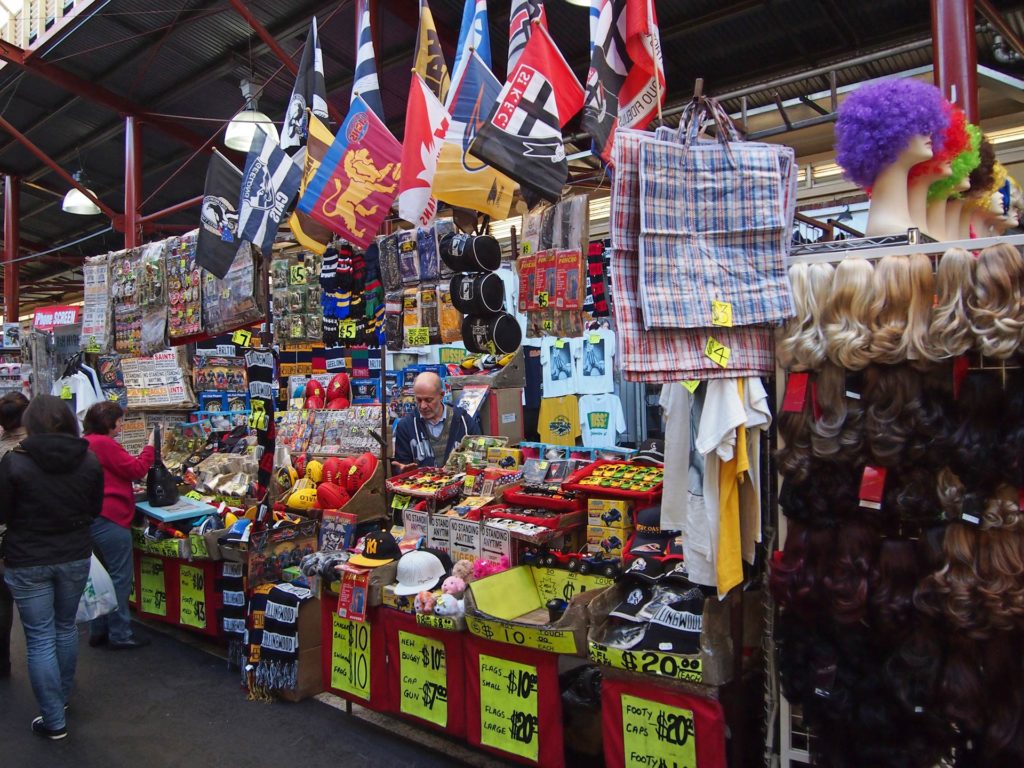 Souvenir stall at Queen Victoria Market in Melbourne