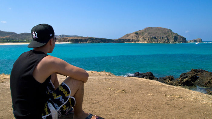 Marcel at the bay of Tanjung Aan