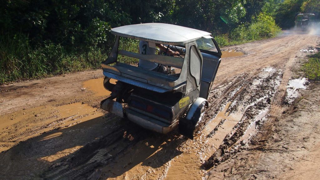 Our tricycle in the mud on the way to Nacpan Beach