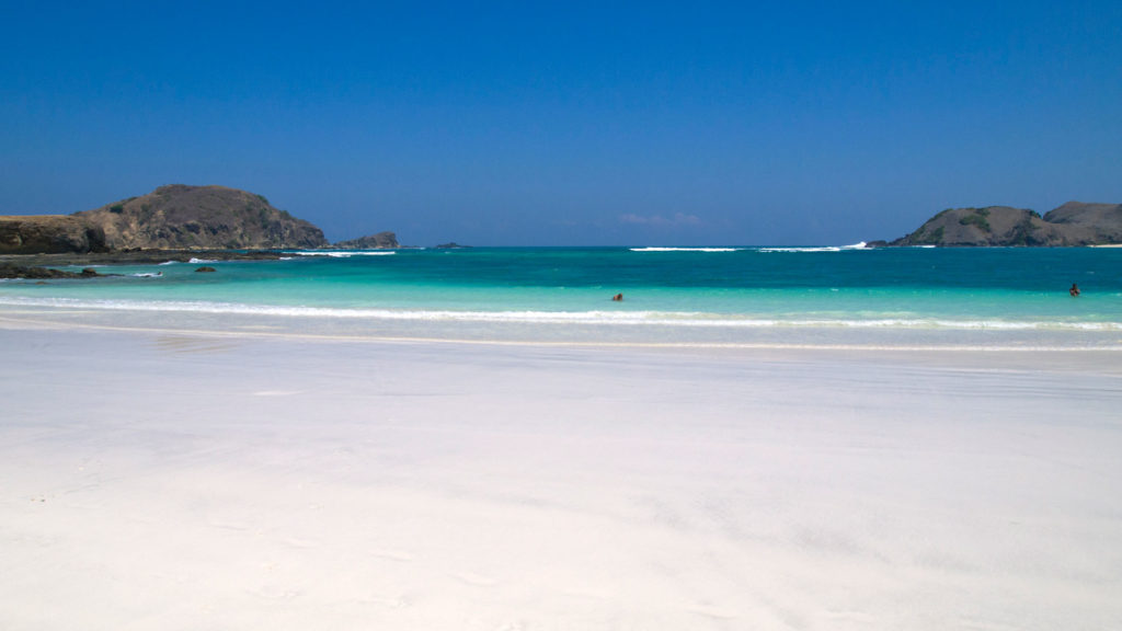 The beach Tanjung Aan in the south of Lombok