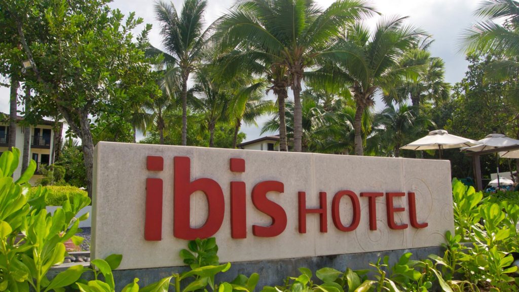 The sign of the Ibis Hotel at the Bophut Beach, Koh Samui