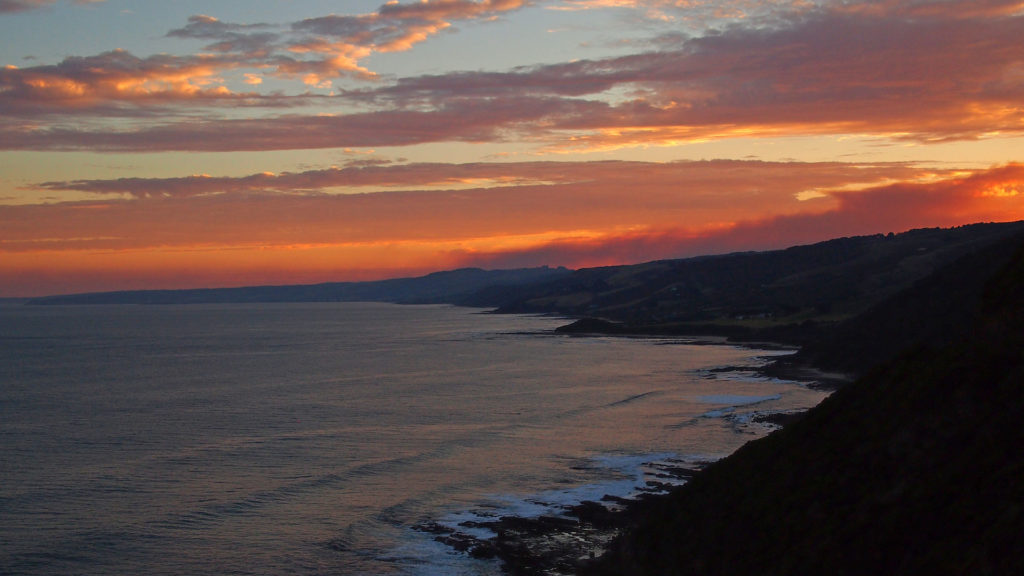 Sonnenuntergang an der Great Ocean Road, Australien