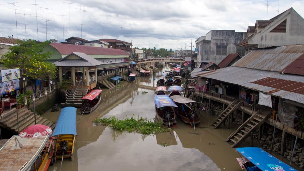 View from the bridge in Amphawa at the river