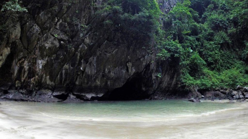 The beach inside the Emerald Cave on  Koh Mook