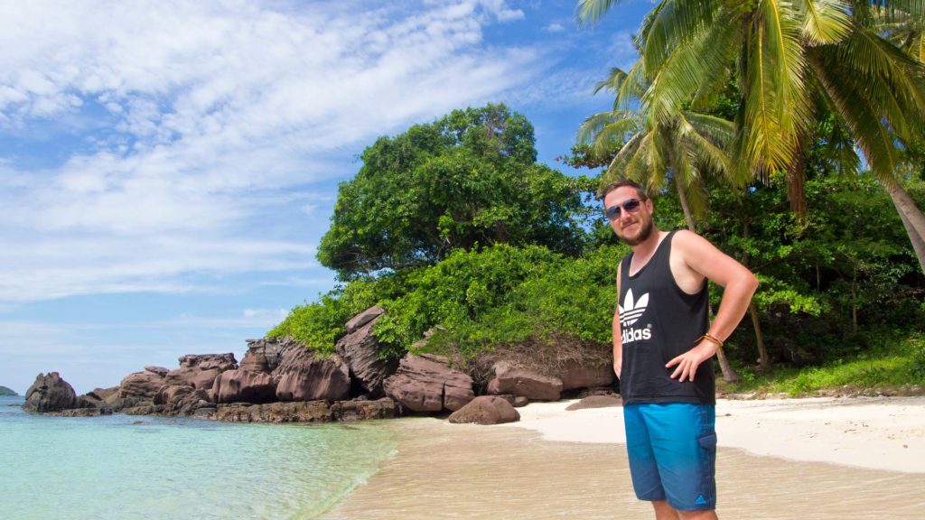 Tobi at the beach of Fingernail Island, Phu Quoc