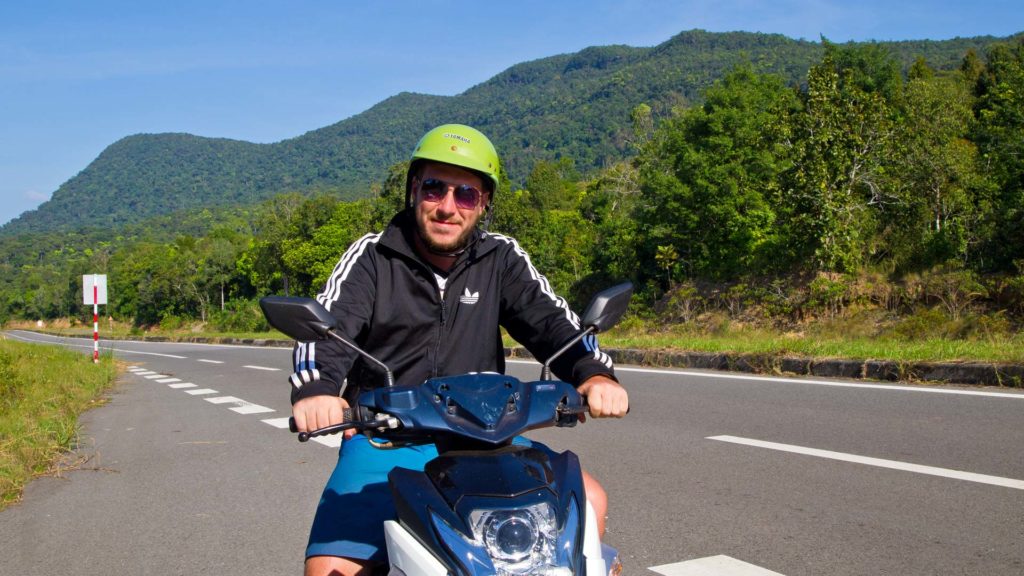 Tobi on a scooter tour around Phu Quoc