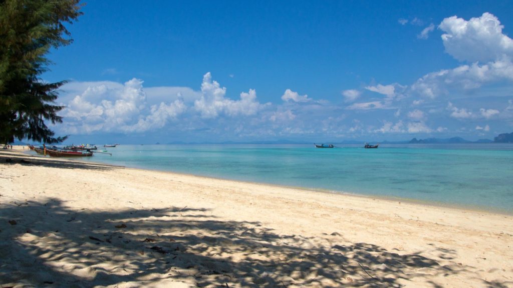 The view from Koh Ngai at the ocean and the mainland of Trang