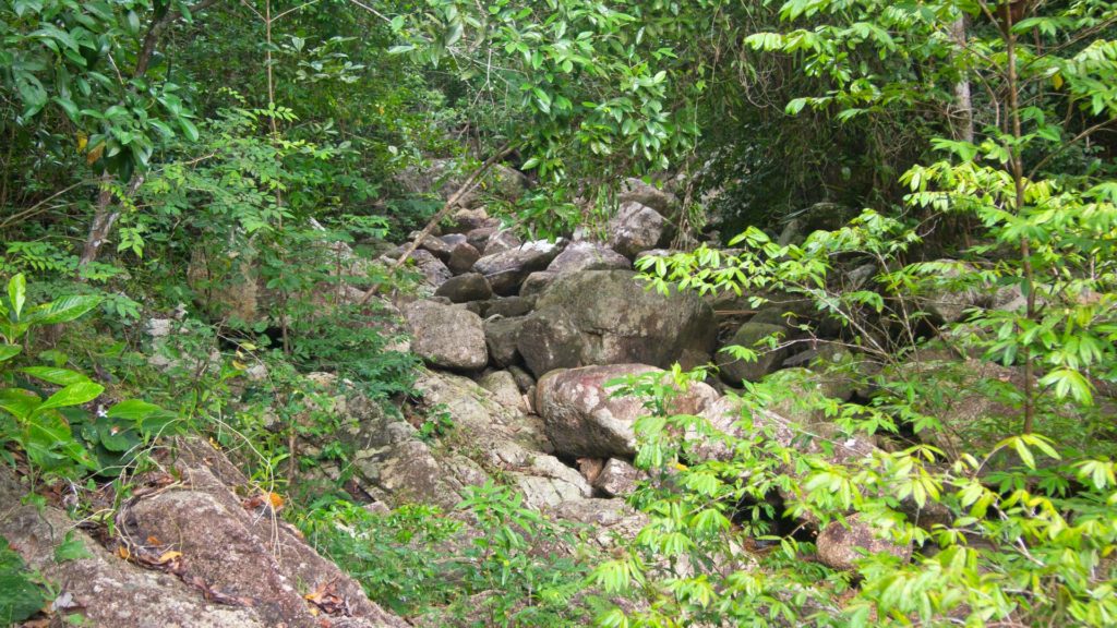 Felsen im Dschungel auf dem Weg zum Khao Ra, Koh Phangan