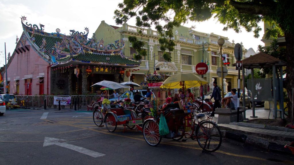 Fahrrad-Rikschas in Penangs Hauptstadt George Town