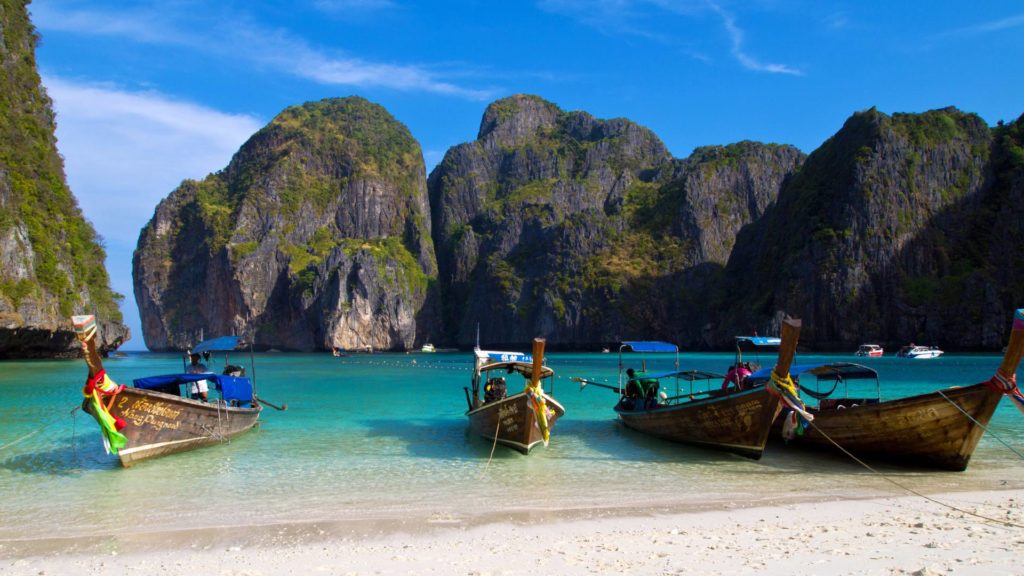 The famous Maya Bay on Koh Phi Phi Leh in Thailand