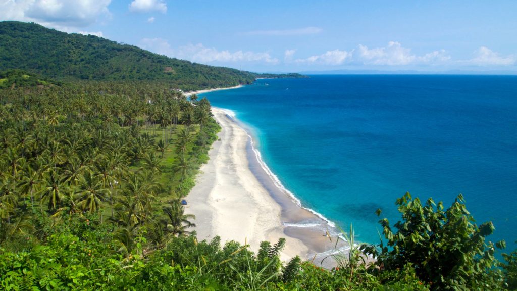 View of the Setangi Beach on the west coast of Lombok