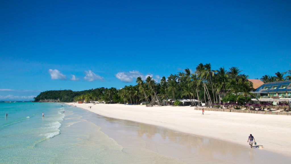 View of White Beach (Station 1) on Boracay, Philippines