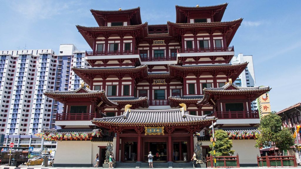 Der Buddha Tooth Relic Tempel in Singapurs Chinatown