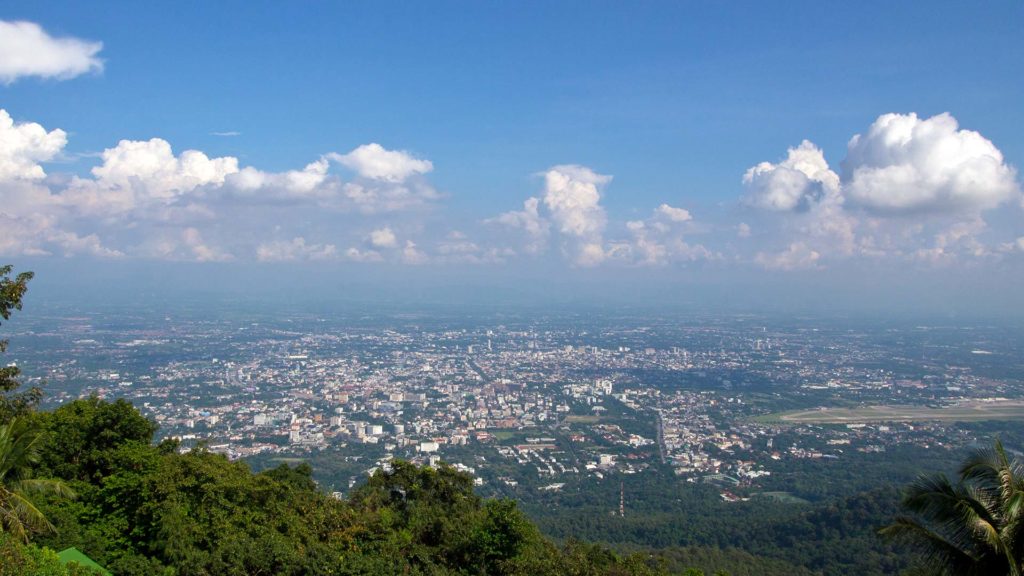 The view from the Wat Phra That Doi Suthep over Chiang Mai by day