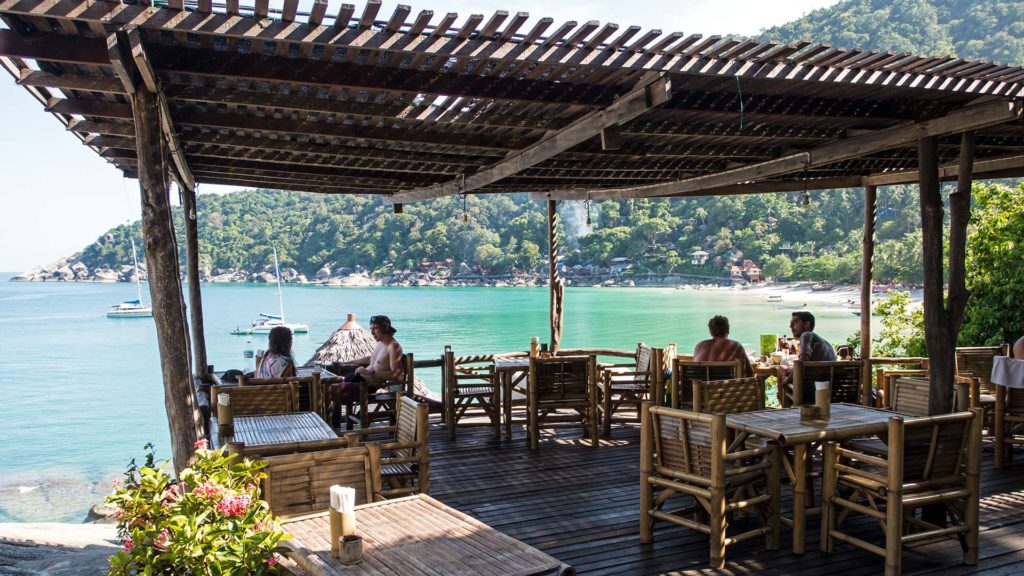 The Bamboo Hut Restaurant with a view at the Haad Yuan, Koh Phangan