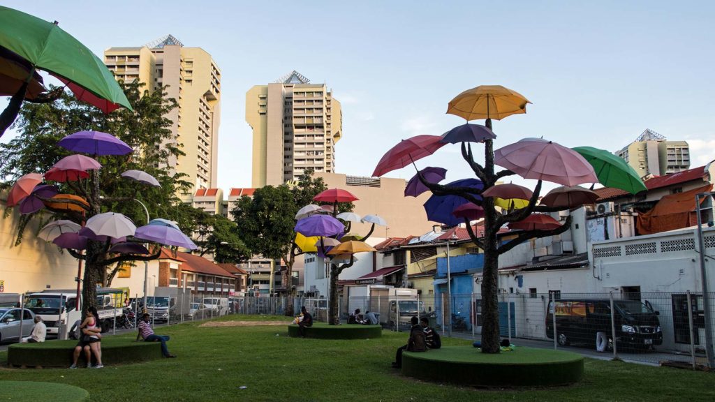 Der Regenschirm-Park im Little India von Singapur