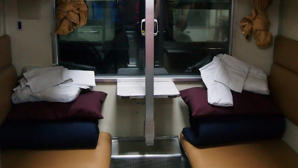 Cabin on the night train from Bangkok to Chiang Mai