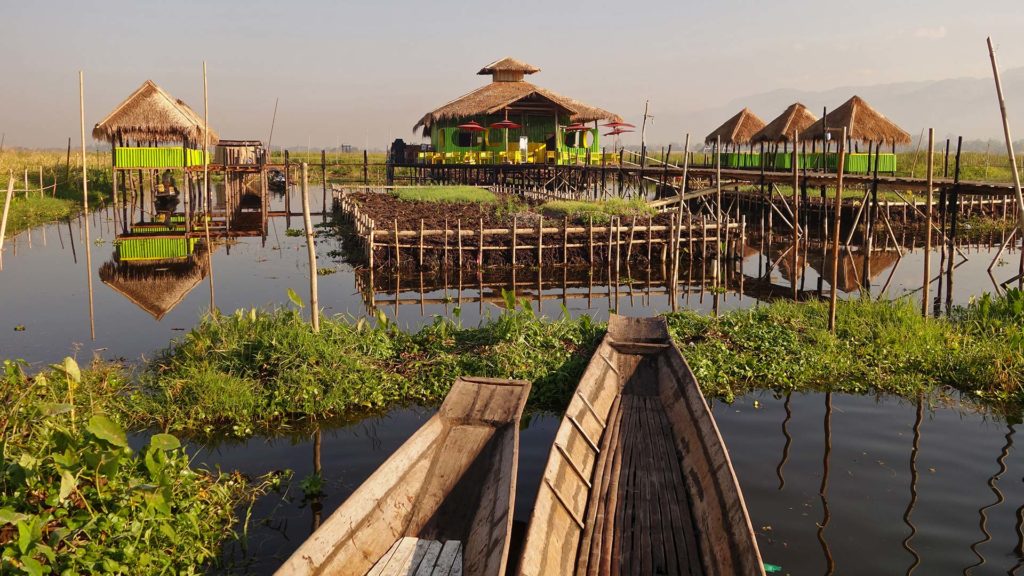 Fischerdorf auf dem Inle Lake in Myanmar
