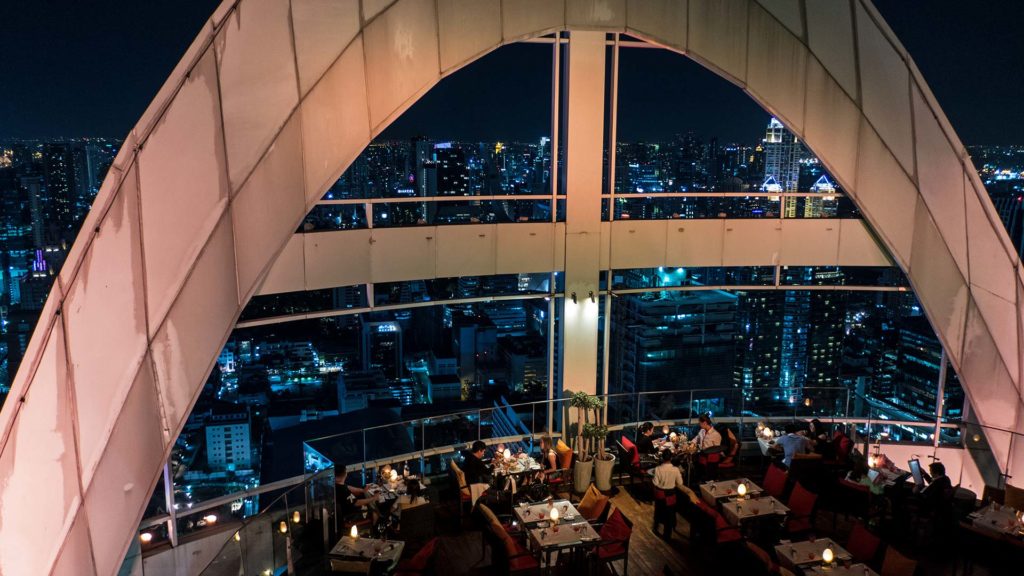 The Red Sky Bar of the Centara Grand in Bangkok