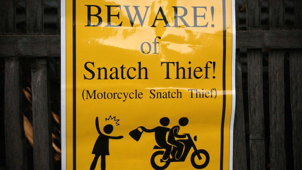 Snatch Thief warning sign