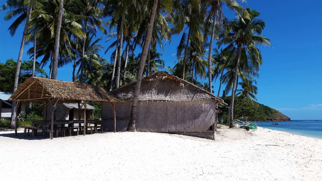 Bamboo huts at Araw Beach in Linapacan, Palawan
