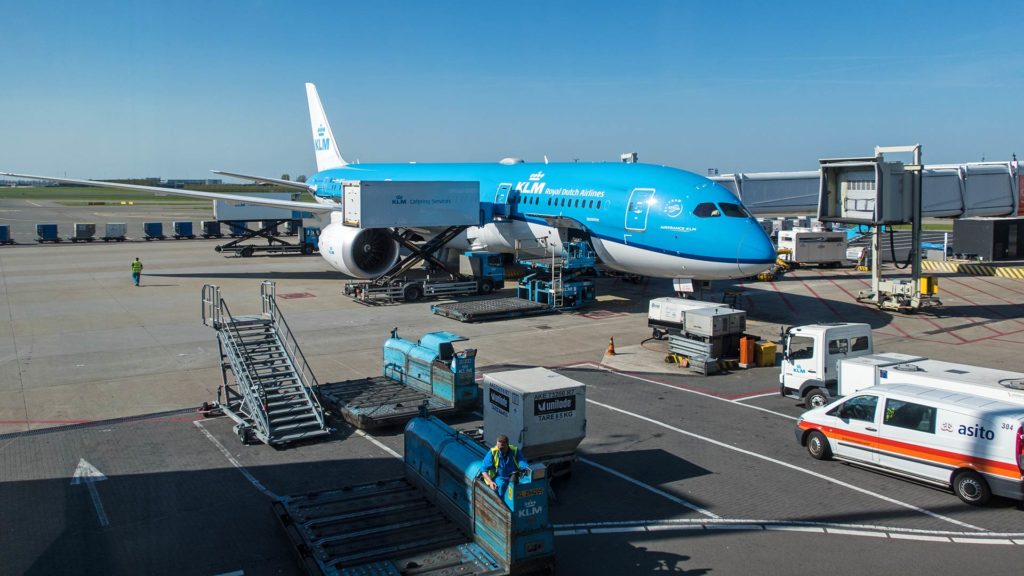 KLM airplane at the Amsterdam Schiphol Airport