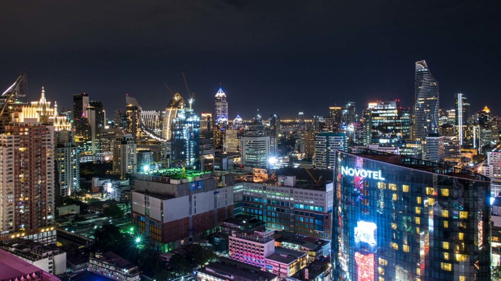 The view from the Amari Watergate Bangkok at night