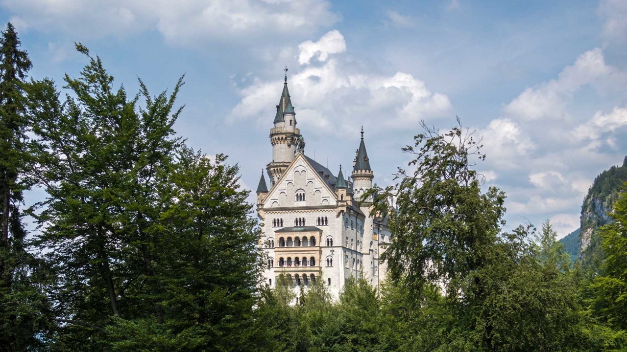 View of the back side of Neuschwanstein Castle