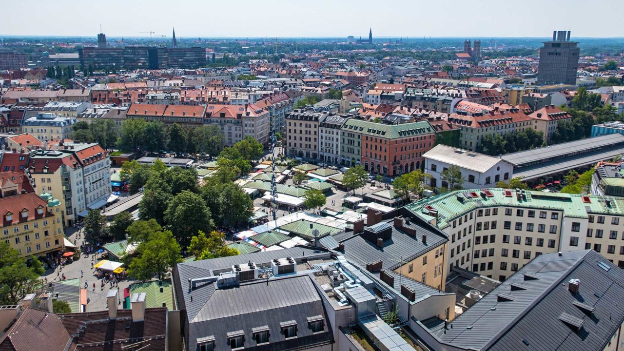 View of Munich's Viktualienmarkt from Old Pete