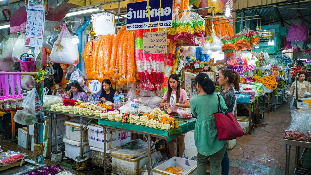Besuch auf dem Blumenmarkt in Bangkok, Pak Klong Talad