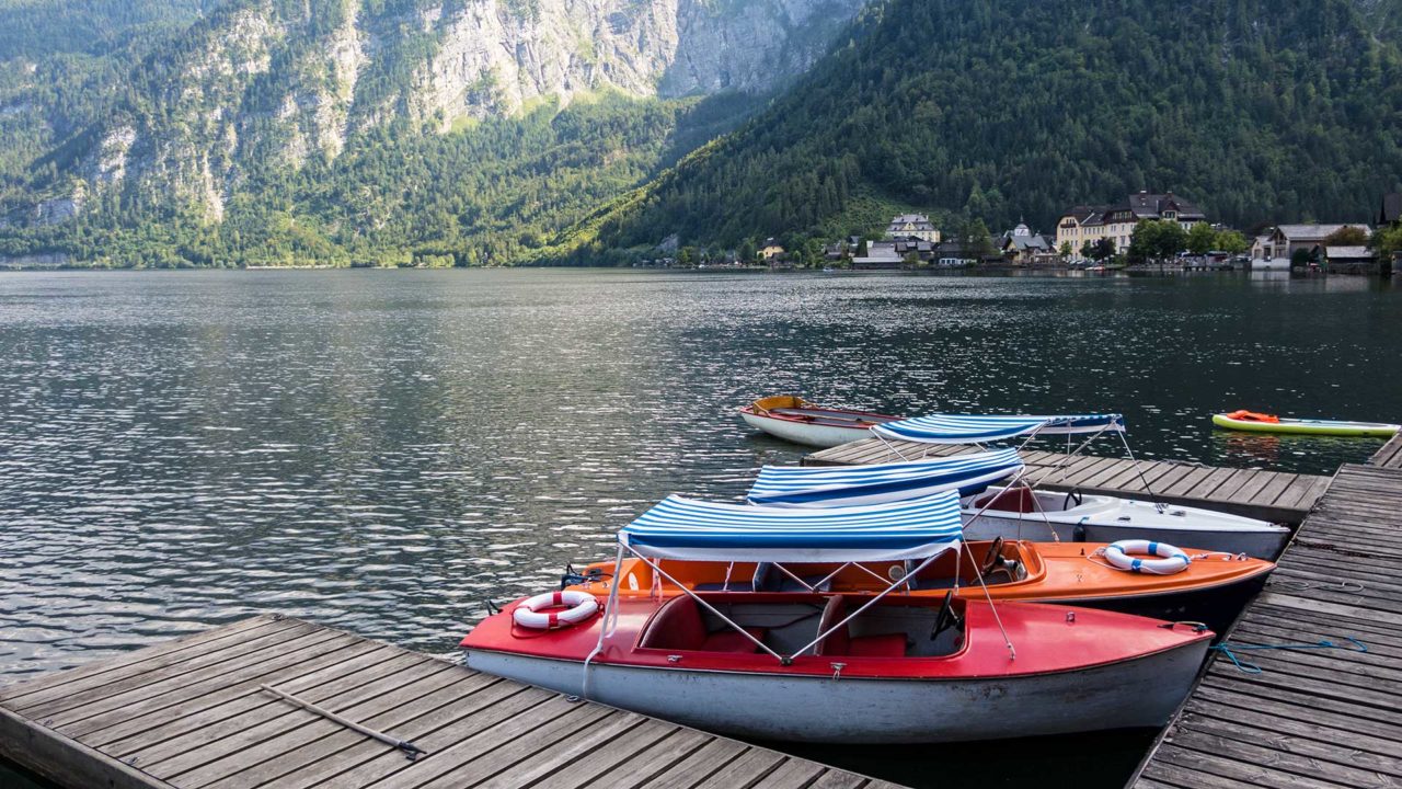 Bootsverleih in Hallstatt am Hallstätter See, Österreich