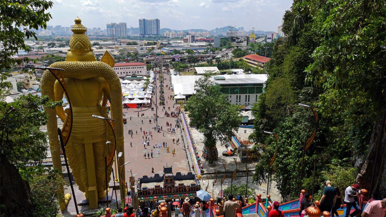 The view from the stairs at the Batu Caves