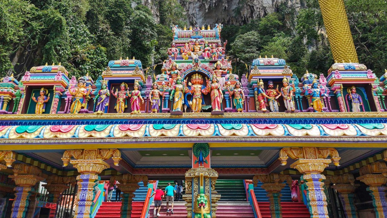 Entrance to the colorful staircase of the Batu Caves, Kuala Lumpur