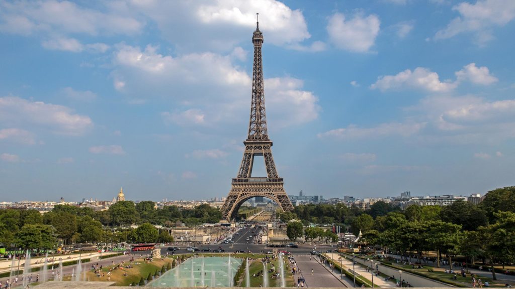 View of the world famous Paris Eiffel Tower from Trocadéro