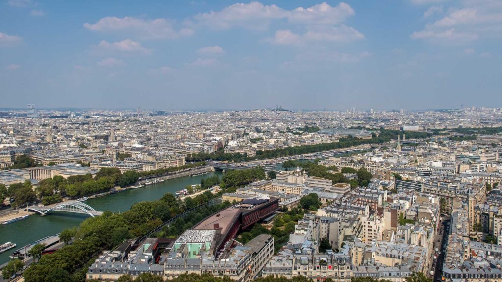 View from the Paris Eiffel Tower towards Montmartre
