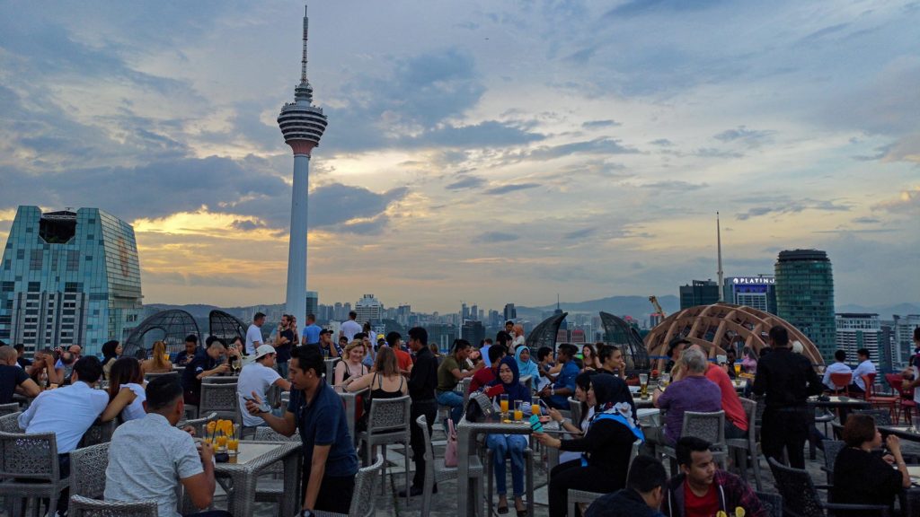 The helipad of the Menara KH in the evening - superb bar with an amazing view