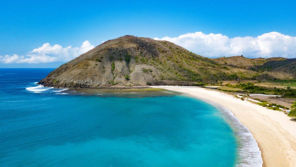 Mawun Beach Lombok von oben mit der Drohne aufgenommen