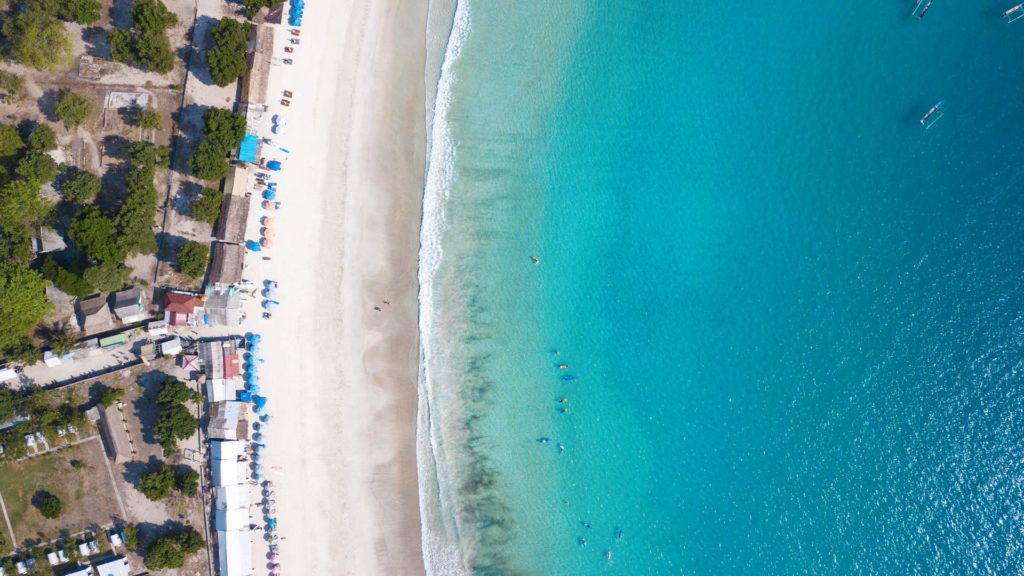 Drone shot from Selong Belanak Beach on Lombok