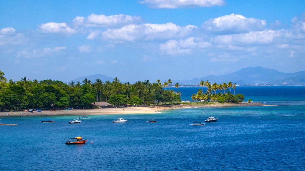 View of Senggigi Beach and Ampenan and Mataram in the background