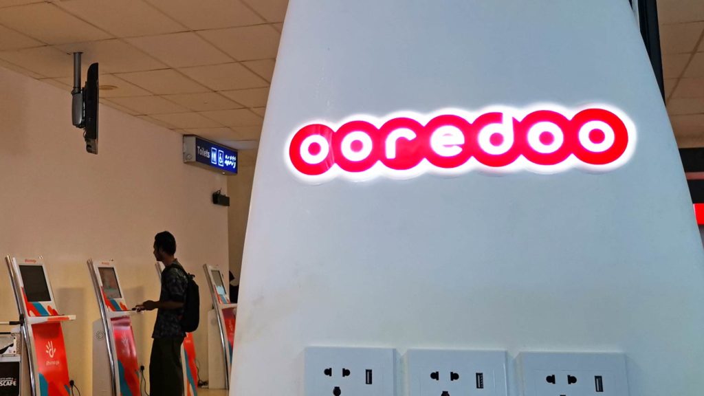 Ooredoo sign in Malé Airport, Maldives