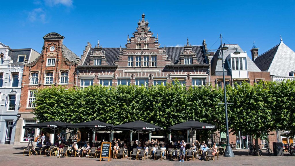 The Grote Markt with cafés in Haarlem