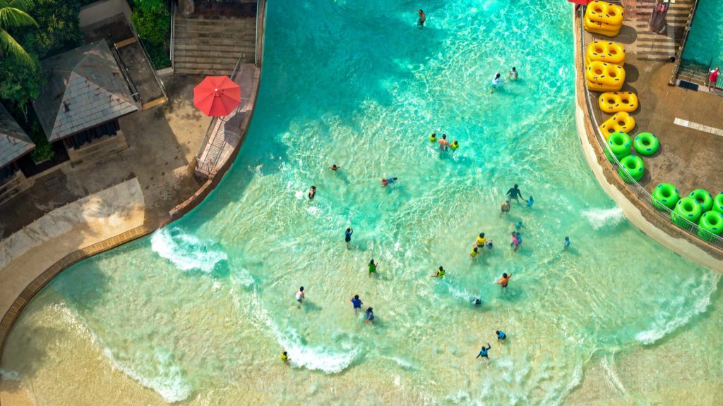 View of Adventure Cove Waterpark on Singapore's Sentosa Island