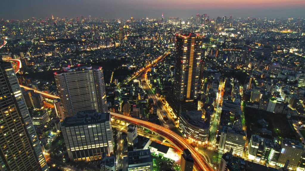 Tokyo at night from Sky Circus Sunshine 60 Observatory