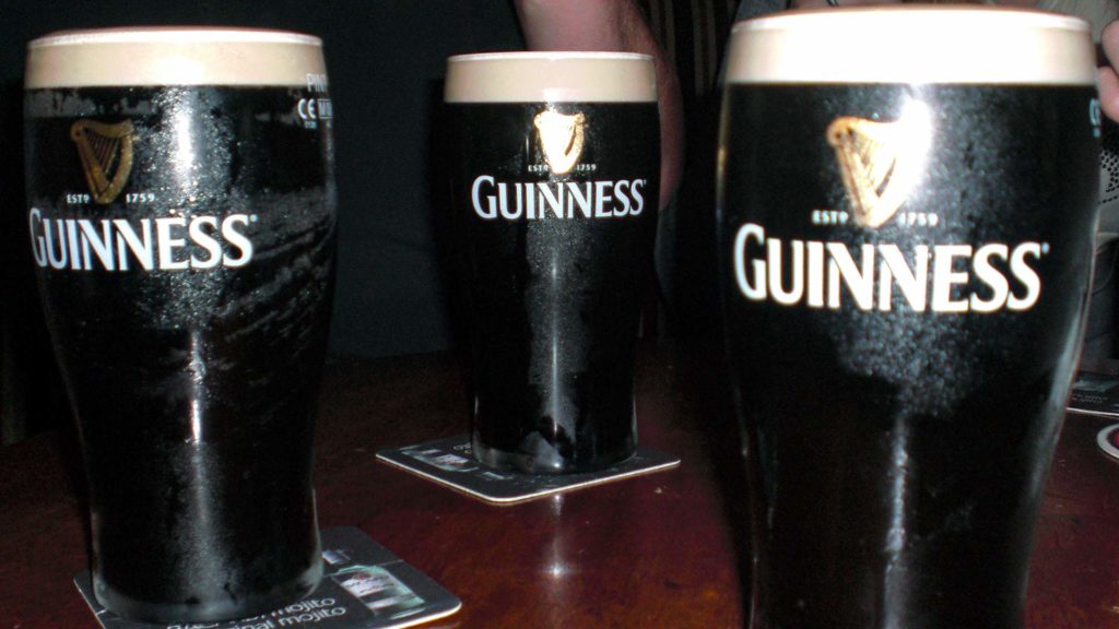 3 Pints (glasses) of Guinness Beer in Ireland